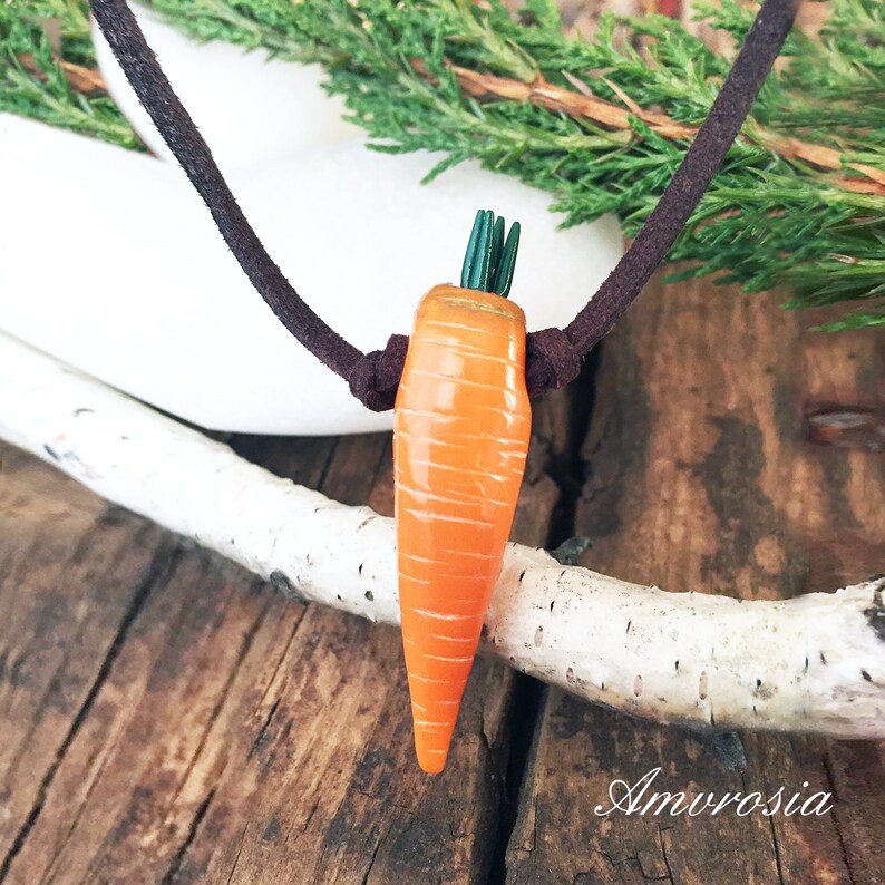 Carrot Necklace Food Jewelry Carrot Pendant Vegetable Necklace Carrot Charm Vegetarian Jewelry Miniature Food Vegan Jewelry