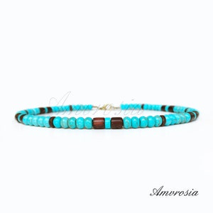 Herren Halskette - Surfer Halskette - Türkis Schmuck - Surf Style Halskette - Edelstein Halskette - Perlen Halskette - Hawaii - Tribal - Boho