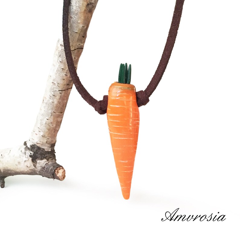Carrot Necklace Food Jewelry Carrot Pendant Vegetable Necklace Carrot Charm Vegetarian Jewelry Miniature Food Vegan Jewelry