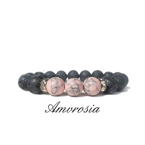Armband olieverspreider, 10 mm lavasteensieraden, howlietsteenarmband, edelsteenarmband, helende armband, kralenarmband, damesarmband