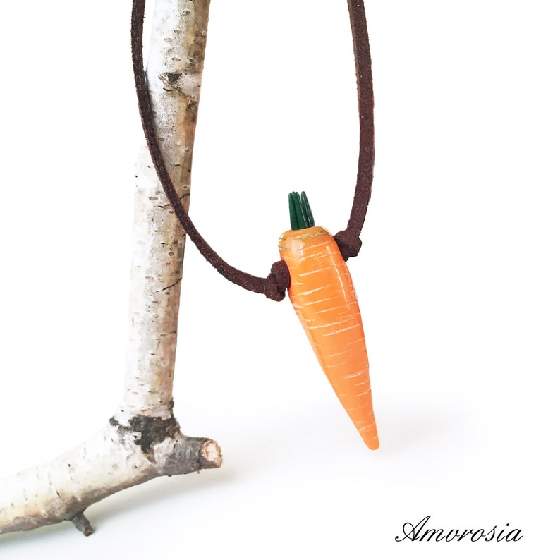 Carrot Necklace Food Jewelry Carrot Pendant Vegetable Necklace Carrot Charm Vegetarian Jewelry Miniature Food Vegan Jewelry