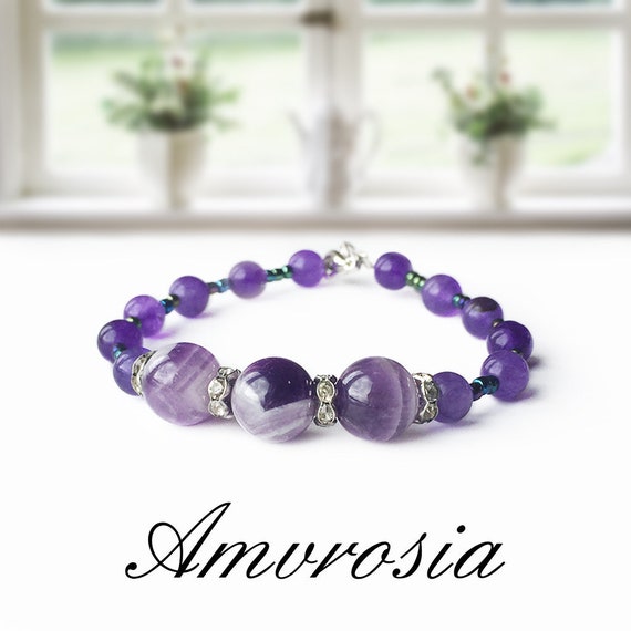 Bracelet for Women Gift for Her Purple Lava Stone /& Crazy Agate Bracelet Stability and Supportive Bracelet