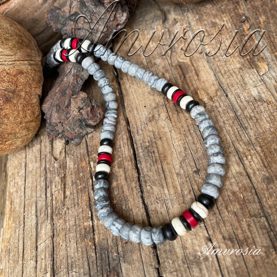 Mens beaded necklace brown and green mens necklace guys necklace wood  masculine jewelry mens jewellery | Mens beaded necklaces, Mens jewelry, Men  necklace