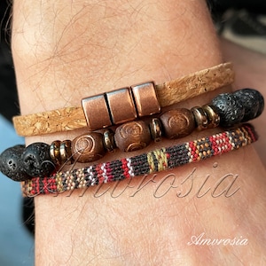Surfer Bracelet Set of 3 - Mens Beaded Bracelet - Mens Boho
