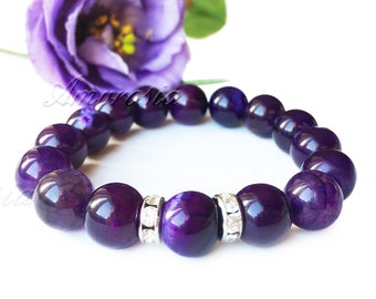 Agate bracelet - Purple agate bracelet - Purple gemstone bracelet - Purple bracelet - Woman gift - Beaded bracelet - Bead bracelet - Stone