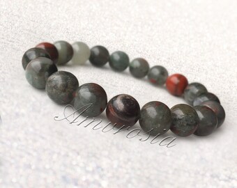 Africa Bloodstone Bracelet - 10 mm Grade AAA Bloodstone Beaded Bracelet - Protection Energy Bracelet- Valentine's Day Gift- Crystal Bracelet