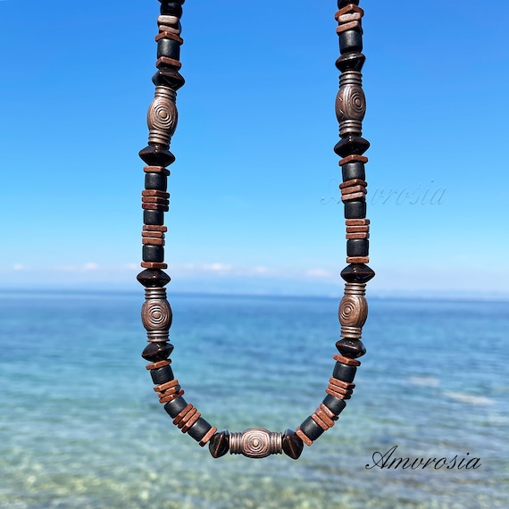 14-VITALITY Mens Beaded Necklace, Handmade Garnet Necklace Devotion Ne