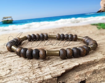 Surfer Bracelet - Bronzite Bracelet - Mens Surfer Bracelet - Womens Surfer Bracelet - Unisex Gemstone Bracelet - Beaded Bracelet - Brown