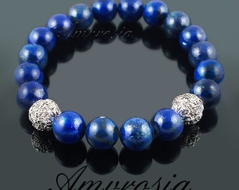 Blauwe lapis lazuli-armband, blauwe natuursteenarmband, armband met natuursteen, edelsteenarmband, helende armband, unisex armband