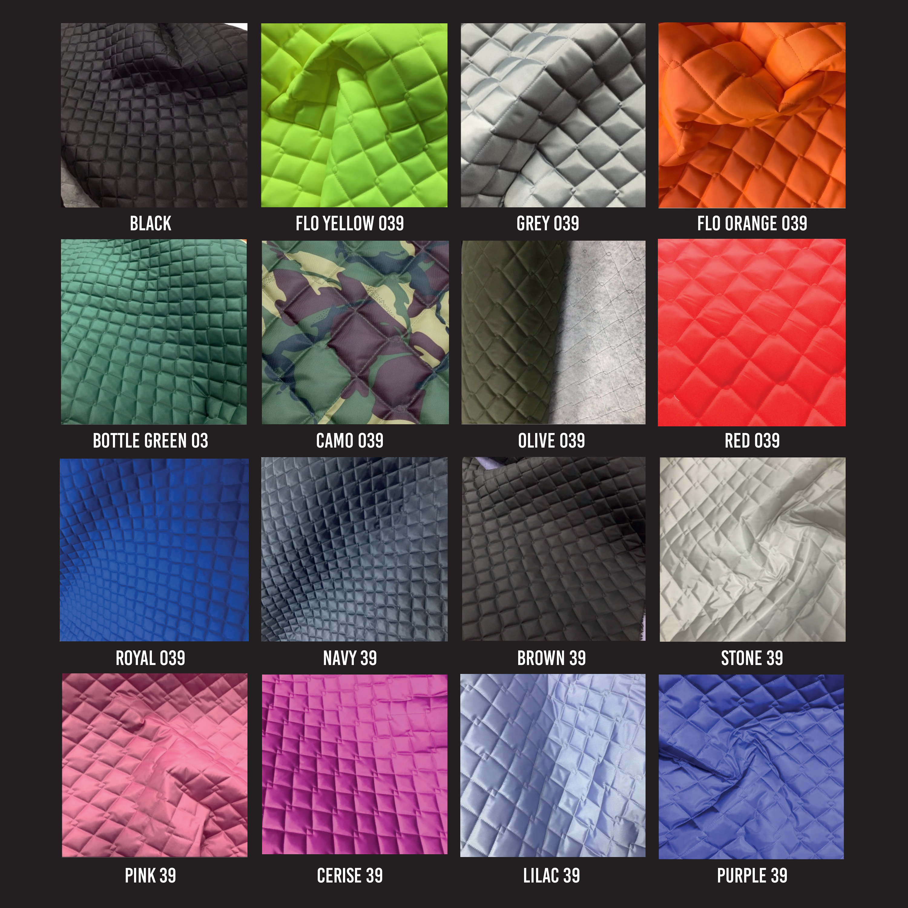 QUILTED FABRIC 4OZ Waterproof 12 Colours Double Diamond Etsy