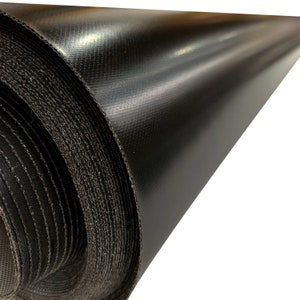 May include: A roll of black, waterproof fabric. The fabric is tightly rolled and has a smooth, shiny surface.