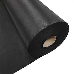 May include: A roll of black landscape fabric, a woven material used to suppress weed growth in gardens.