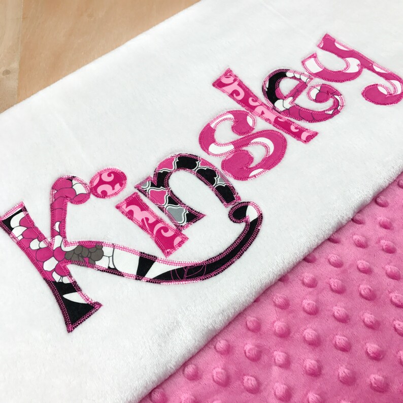 Monogrammed Baby Blanket Personalized Baby Blanket Photo Prop Custom Swaddle Blanket Newborn Baby Shower Gift Baby Girl Applique