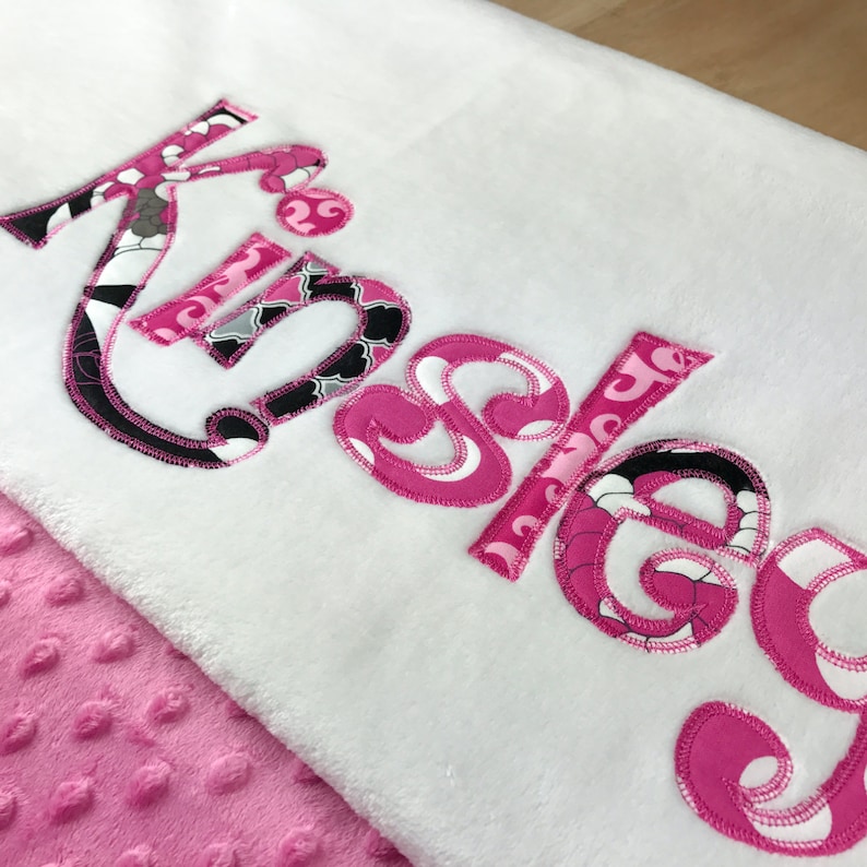 Monogrammed Baby Blanket Personalized Baby Blanket Photo Prop Custom Swaddle Blanket Newborn Baby Shower Gift Baby Girl Applique