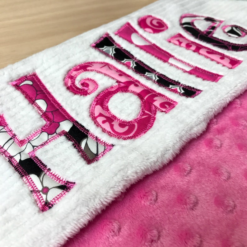Monogrammed Baby Blanket Personalized Baby Blanket Photo Prop Custom Swaddle Blanket Newborn Baby Shower Gift Baby Girl Applique