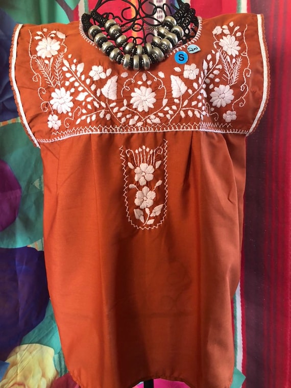 burnt orange mexican shirt