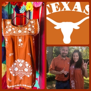 UT Texas Longhorns Mexican Dress small medium large xlarge  PLUS upcycled