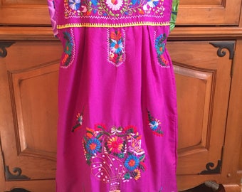 Custom Girls Puebla Embroidery Mexican Dress 2 4 6 8 10 12 | Etsy