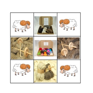 Hand spinning kits - Hand made drop spindles , range of heritage sheep wool rovings