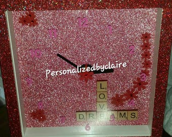 Red Glittered Clock