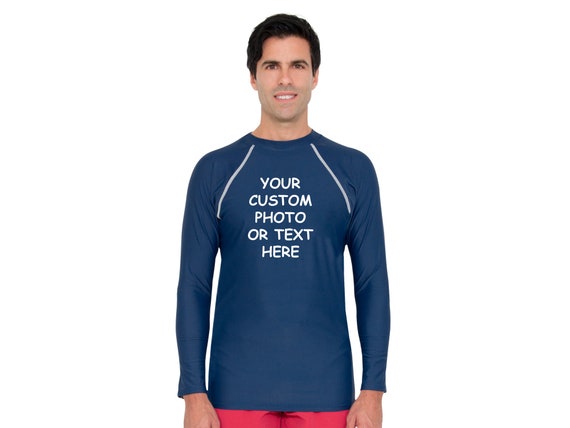 Mens Rash Guard Custom Long Sleeve Swim Shirt UPF 50 Rashguard