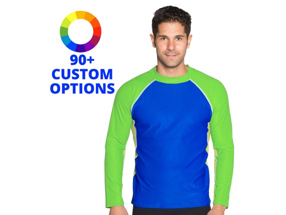 Mens Rash Guard Custom Pick Your Colors Long Sleeve Swim Shirt UPF 50  Rashguard Regular Fit -  Canada