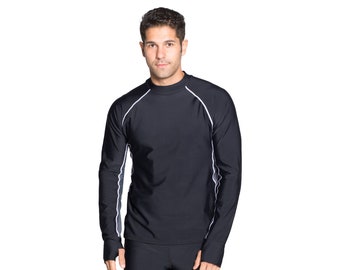 Mens Rash Guard | Snorkel Swim Shirt | UPF 50+ Sun Protection | Reef Safe | Made in USA | Black/Gray