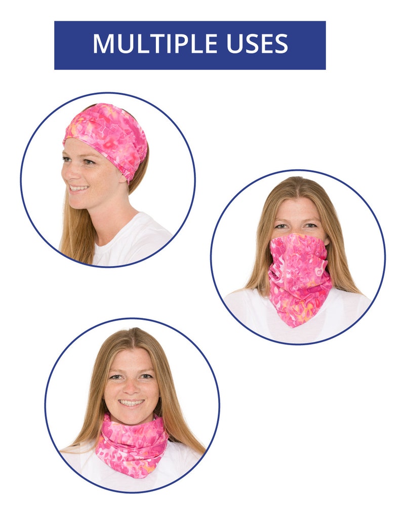 Neck Gaiter Bandana, Balaclava, Headband, Face Mask UPF 50 Sun Protection Made in USA Washable, Reusable image 5