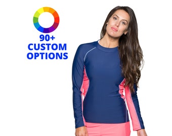 Customizable Women's UPF 50+ Long Sleeve Rash Guard | Made in USA | Custom Swimwear