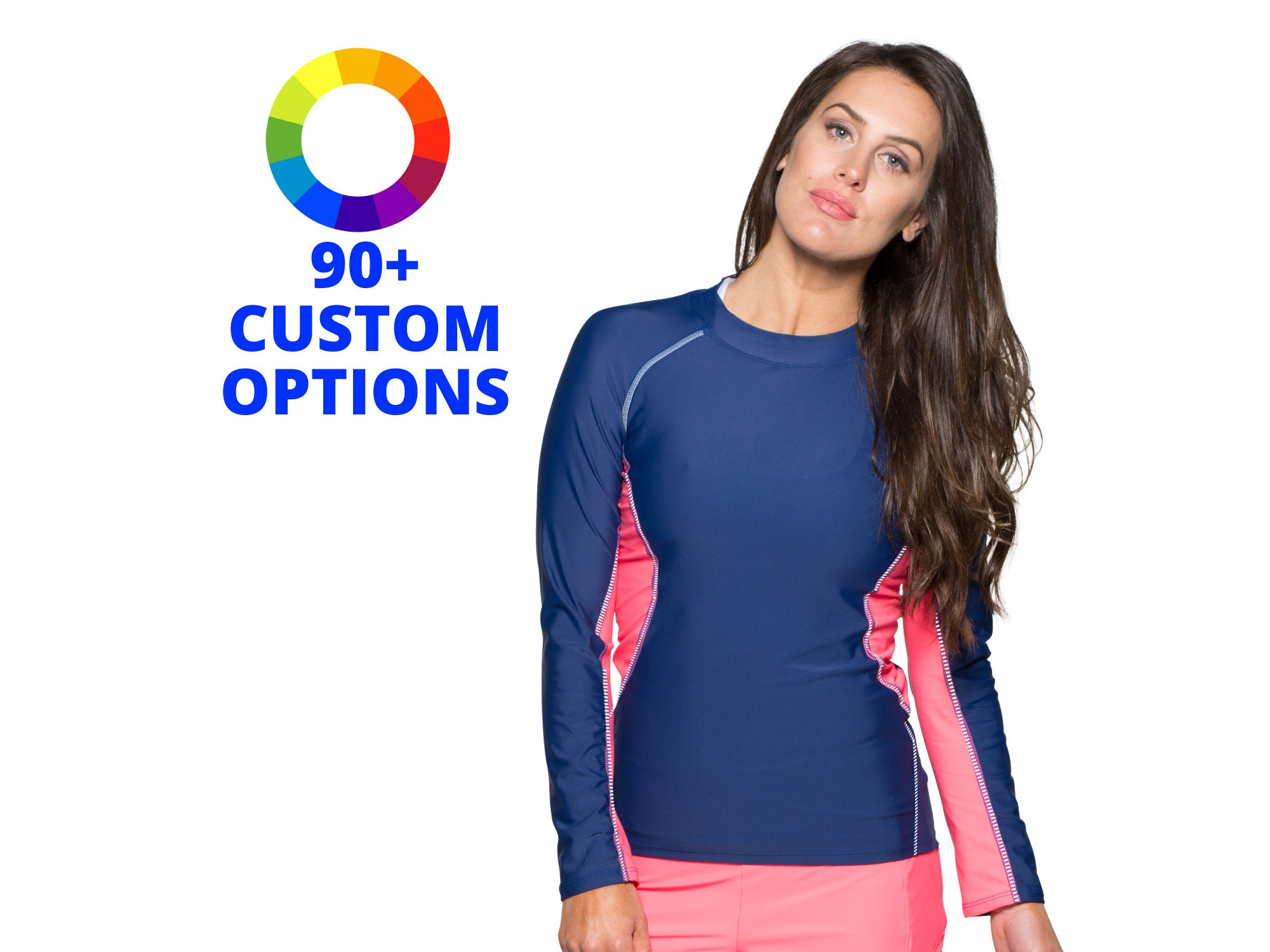 Long sleeve swim shirt with built store in bra