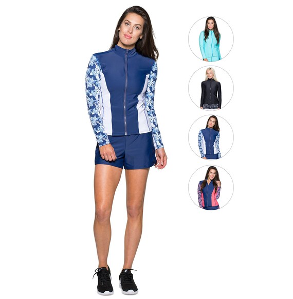Long Sleeve Zip Swim Jacket Upf 50 Sun Protection Swimwear Etsy