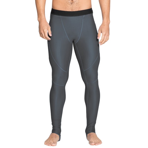 Mens Swim Legging | Snorkel Stirrup Swim Tights | UPF 50+ Sun Protection | Reef Safe | Made in USA | Gray