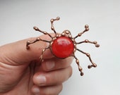 Copper Metal Spider Brooch, Insect Stained Glass Jewelry, Statement Spider Pin, Entomology Biology Science Gift, Inspired Nature, Halloween