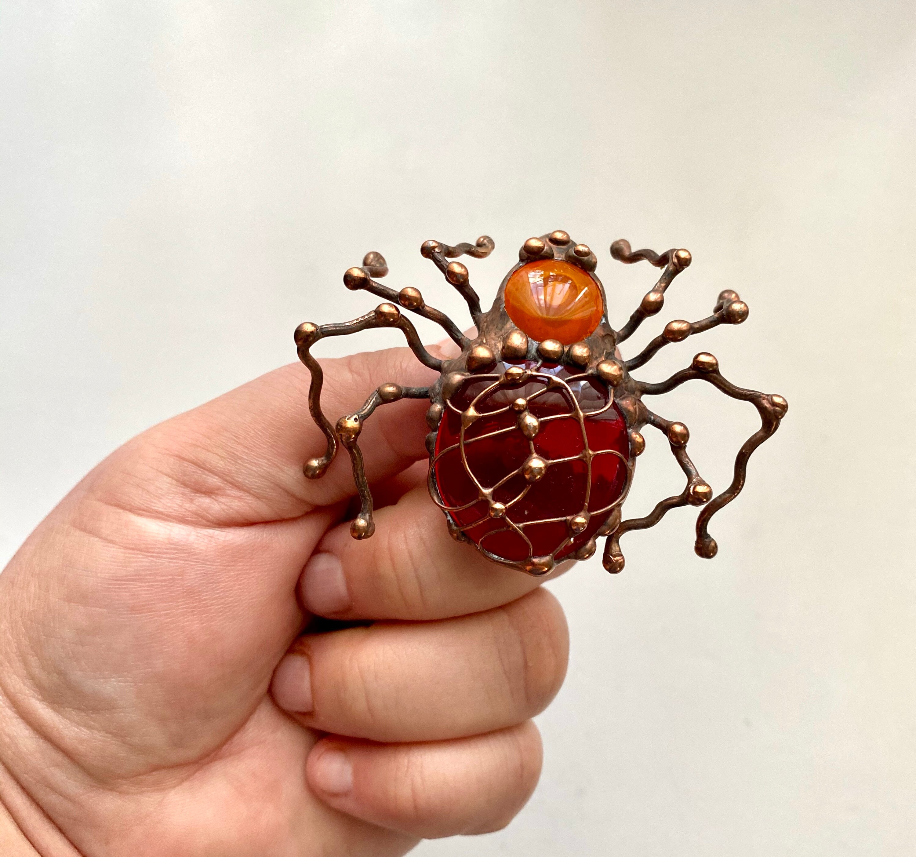 Hanging Wall Halloween Decoration Spider Stained Glass Etsy