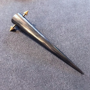 Black Steel Hair Spike! Black and gold, black and silver, or black and black hair jewelry. Viking hair, goth hair, heavy metal, dark fashion