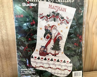 Bucilla Gallery of Stitches Christmas Stocking Kit Yuletide Santa #33336