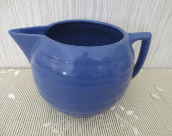Vintage Blue Ball Stoneware Pitcher Marked U.S.A.