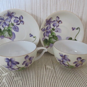 2 Vintage Hand-Painted Betson China Cup and Saucer Sets