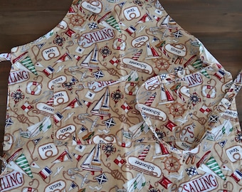 Kay Dee Sailing Boats Knots Anchors Cotton Bib Apron