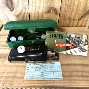 Vintage Singer Buttonholer Attachment, Complete with Bill of Document