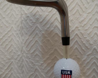 Patriotic Golf Ball Beer Tap Handle: Lady Fairway Stainless Steel Club