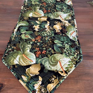 Handcrafted Patchwork Table Runner Bountiful Green Floral 30" x 12" image 4