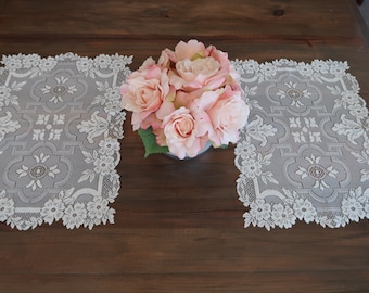 2 Champagne Victorian Lace Asian-Inspired Placemats