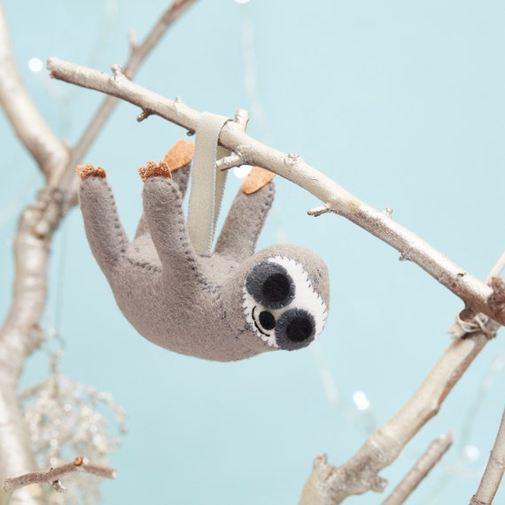 Grey Sloth hanging decoration, small Sloth gift
