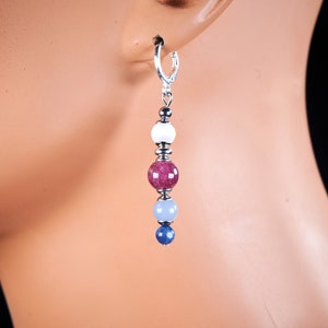 Genuine Selenite pink purple Lepidolite Angelite blue Kyanit gemstone sterling silver dangle earrings