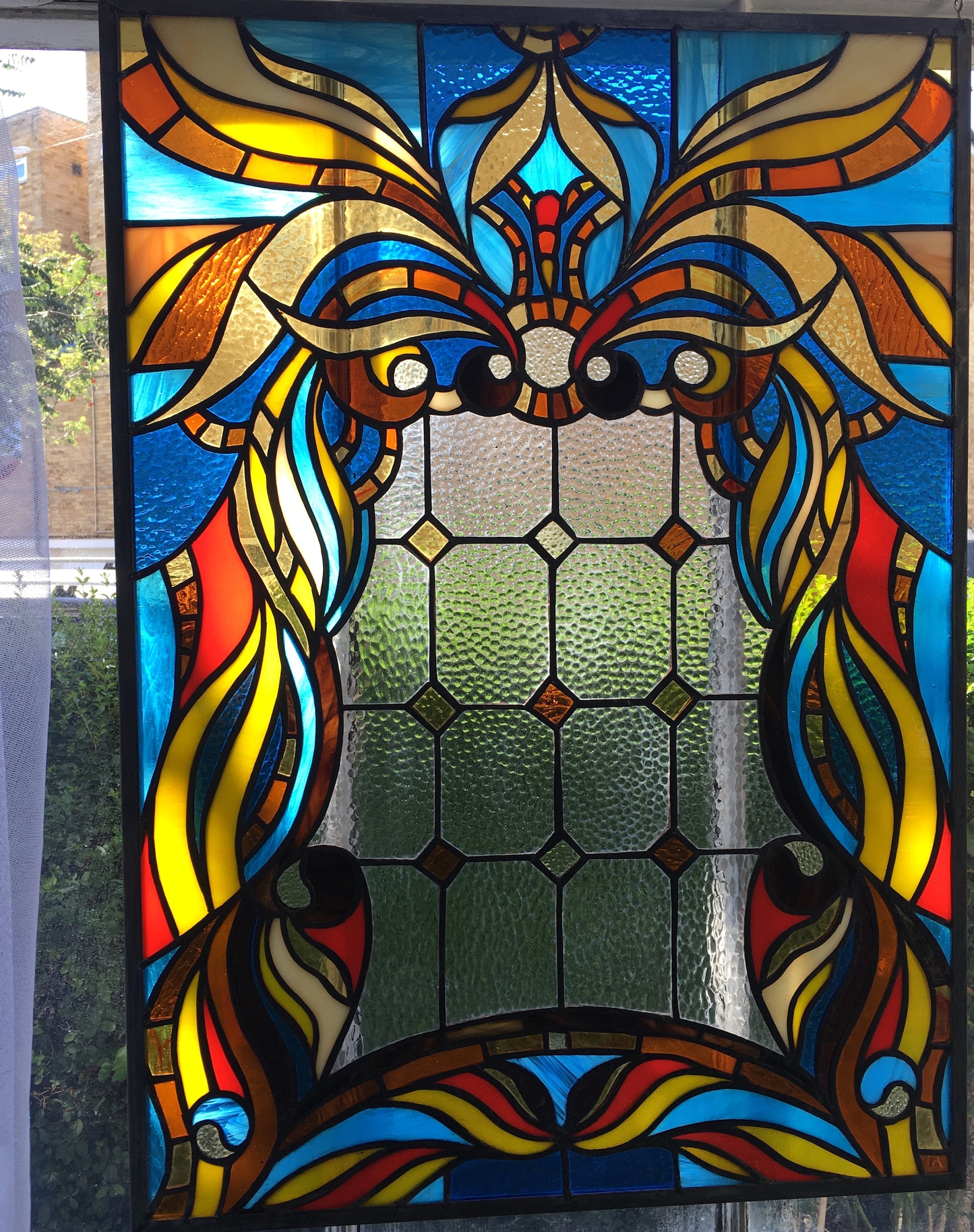 Amazing Art Nouveau Stained Glass Panel/sun Catcher - Etsy