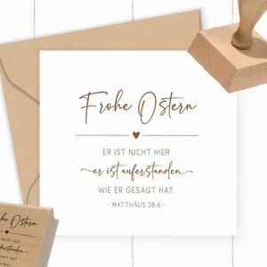 SELLO de Pascua "No está aquí, ha resucitado" 4 - 10 cm autoentintable | Sellos de madera para tu correo de Pascua, regalos y proyectos de bricolaje