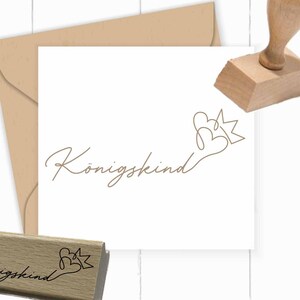 Stempel - Königskind | 4 - 8 cm | Stempel für Kinder, Taufe, Geburt, Kommunion – Geschenkidee mit Krone als Selbstfärber oder Holzstempel