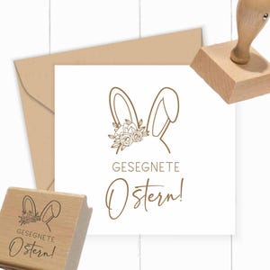Oster-STEMPEL "gesegnete Ostern!" 40 - 100 mm als Selbstfärber | Holzstempel | Stempelgummi für deine OsterPost, OsterGeschenke, DIYProjekte