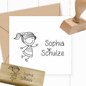 TIMBRO con il nome desiderato per i-men, alunni della prima elementare, studenti per l'iscrizione alla scuola circa 50 x 30 mm come timbro autoinchiostrante/in legno/blocchetti